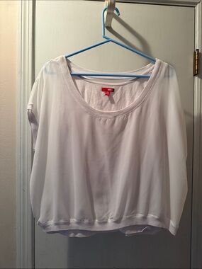 BONGO White Sheer Overlay Scoop Neck Blouse